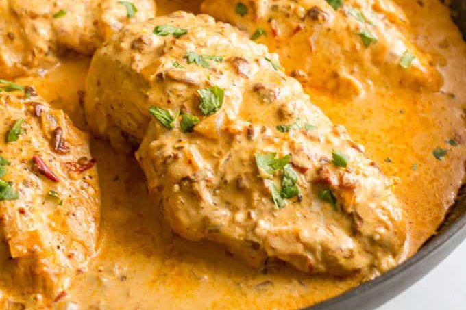 Receta de pollo en crema de chipotle